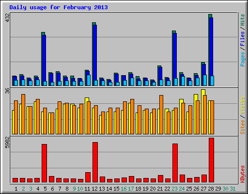 Daily usage for February 2013