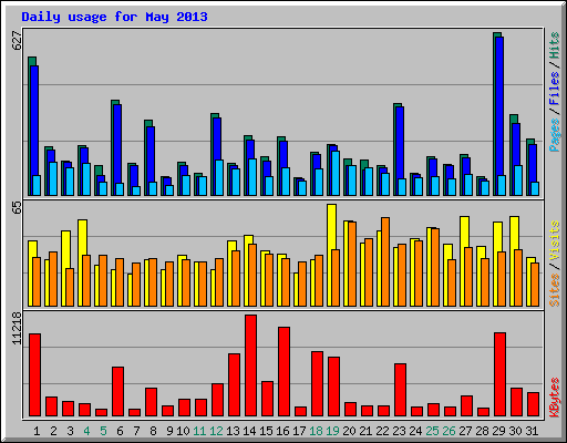 Daily usage for May 2013