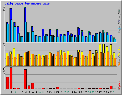 Daily usage for August 2013